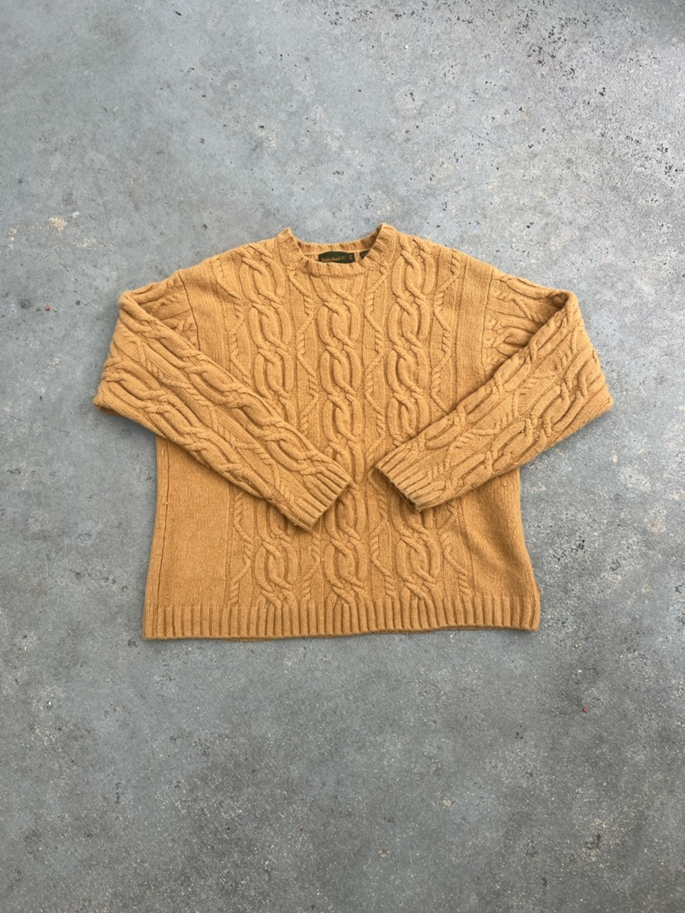 Timberland Cable Knit Crewneck Sweater in Mustard Yellow